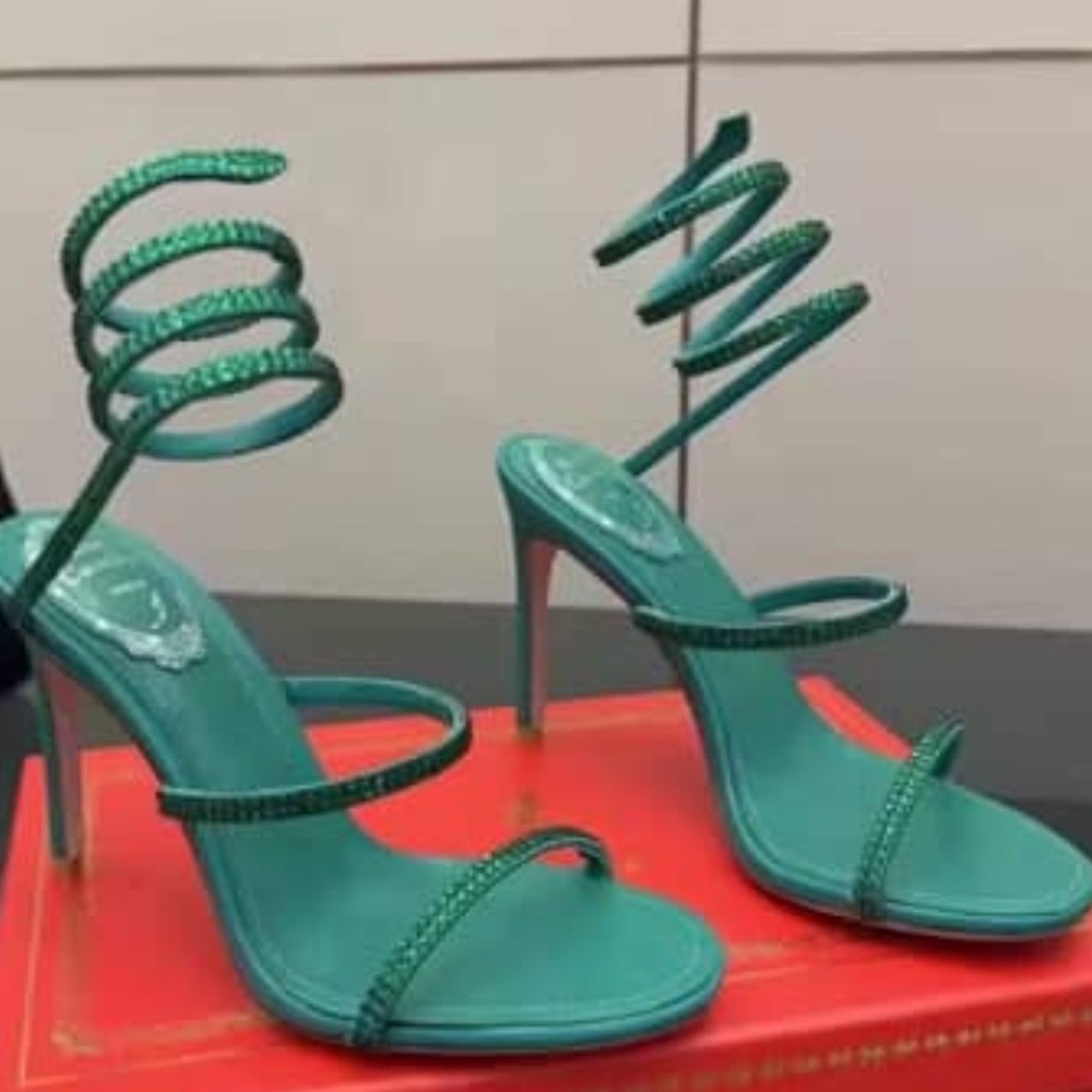 Cleo Satin Crystal Snake Wrap Sandals